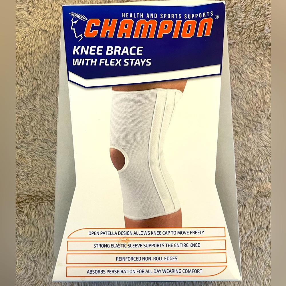 New “Champion” knee brace with flex stays. For men and women.  Size Small.